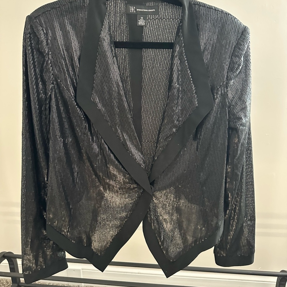 INC International Concepts Black Sequin Blazer